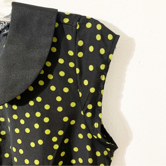 BeBop Polka Dot Pattern Peter Pan Collar Dress Back Key Hole Elastic Waist 🖤💚 - Picture 8 of 11